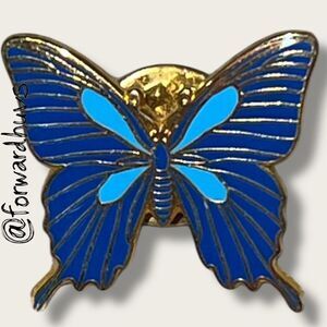 Bundle Sale 3 for $15 | Gold Tone Butterfly Pin –  Blue Enamel
